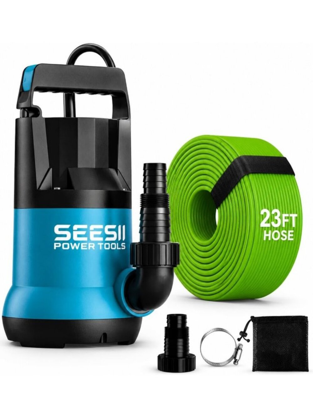 High Flow 1HP Submersible Water Pump, 4755 GPH, 23ft Hose for Pool & Pond Use